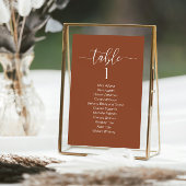 Terra Cotta Wedding Table Chart Card Card Karte