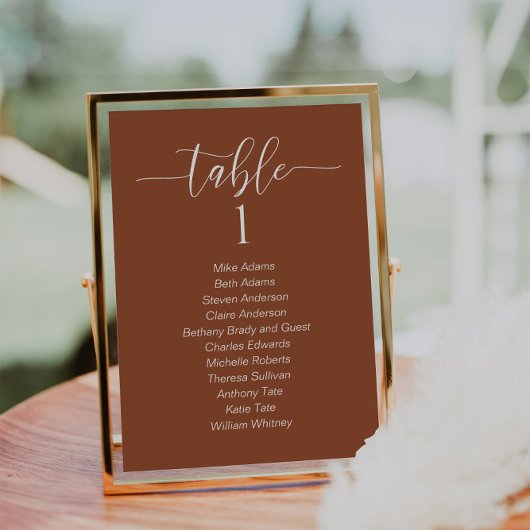 Terra Cotta Wedding Table Chart Card Card Karte