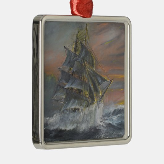 Terra-Nova geht in eine heftige Sturm-Dämmerung Silbernes Ornament (Rechts)