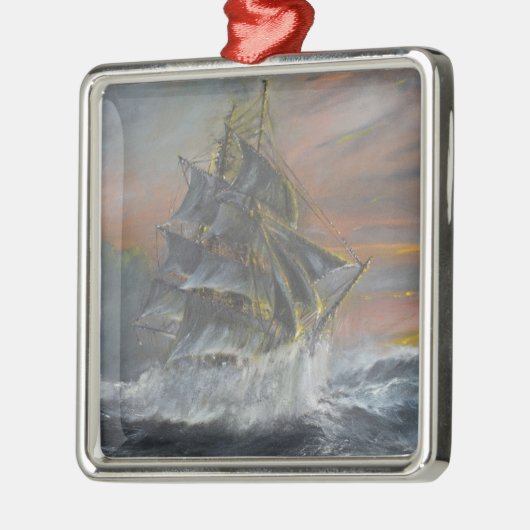 Terra-Nova geht in eine heftige Sturm-Dämmerung Silbernes Ornament (Links)