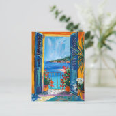 Terrace View of Mediterranean sea Postkarte (Stehend Vorderseite)