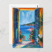 Terrace View of Mediterranean sea Postkarte (Vorne/Hinten)