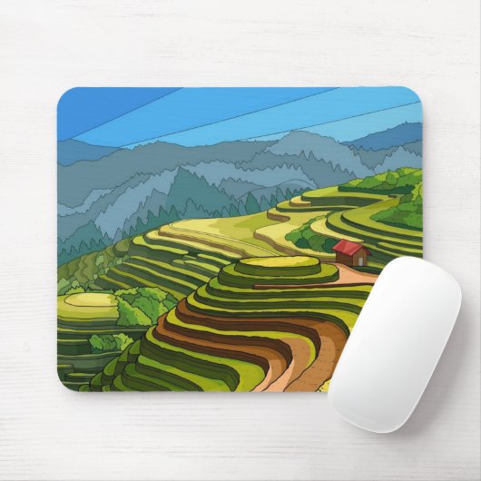 Terraced Fields Panorama Mousepad (Mit Mouse)