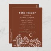 Terracota Baby Shower Cactus Line Art Wüste Postkarte (Vorne/Hinten)