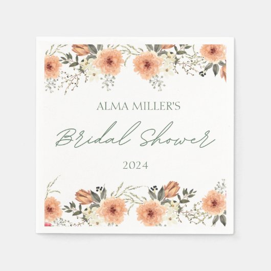 Terracota Blume Brautparty Paper Napkin Serviette (Vorderseite)