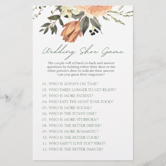 Terracota Blume Funny Wedding Shoe Game (Vorderseite)