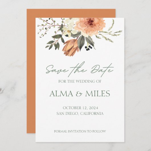 Terracota Blume Save the Date (Vorne/Hinten)