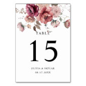 Terracota Burgundy Fall Boho Blumenzellenhochzeit Tischnummer (Rückseite)