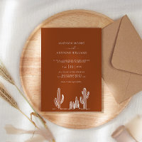 Terracota Cactus Line Art Desert Wedding