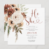 Terracota Floral Gender Reveal oder sie Einladung (Vorne/Hinten)