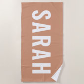 Terracota Pink Beige Retro Name Bachelorettuch Strandtuch (Vorderseite)