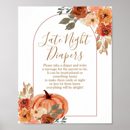 Terracota Pumpkin Baby Dusche Nachttaucher Poster (Vorne)