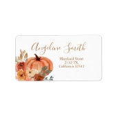 Terracota Pumpkin Boho Arch Floral Baby Dusche Adressaufkleber (Vorne)