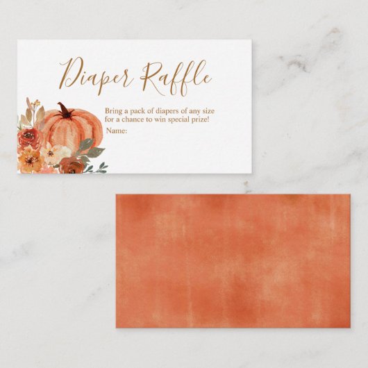 Terracota Pumpkin Boho Arch Floral Diaper Raffle Begleitkarte (Vorne/Hinten)