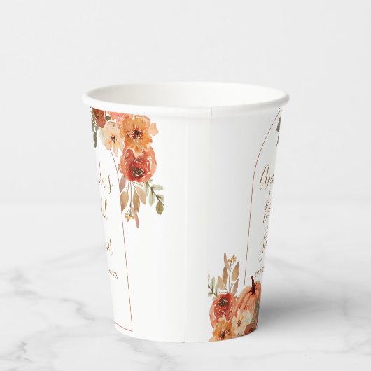 Terracota Pumpkin Floral Brautparty White Pappbecher (Rechts)