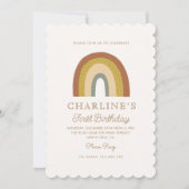 Terracota Rainbow Einfache 1. Geburtstag Einladung (Vorderseite)