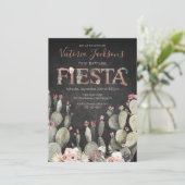 Terracota und Cactus Birthday Fiesta Party Einladung (Stehend Vorderseite)