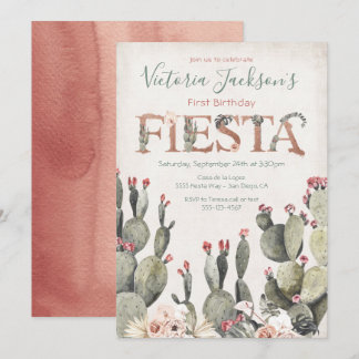 Terracota und Cactus Birthday Fiesta Party Einladung