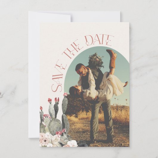 Terracota und Cactus Save the Date Foto Einladung (Vorderseite)