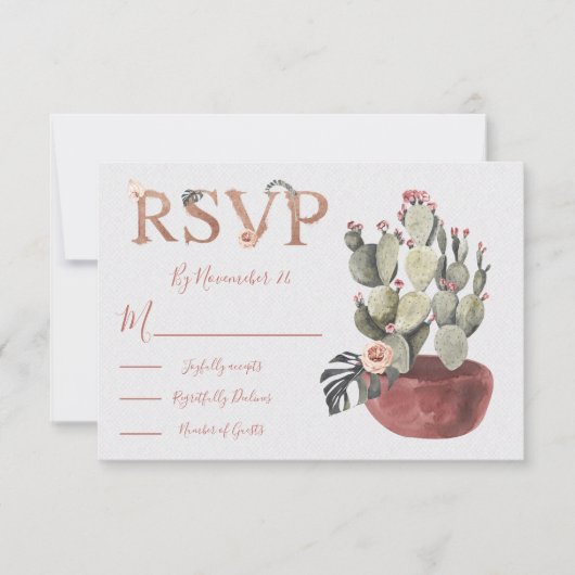 Terracota und Cactus Wedding Response Cards UAWG RSVP Karte (Vorderseite)