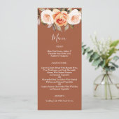 Terracott Boho Fall Floral Wedding Menükarte (Stehend Vorderseite)