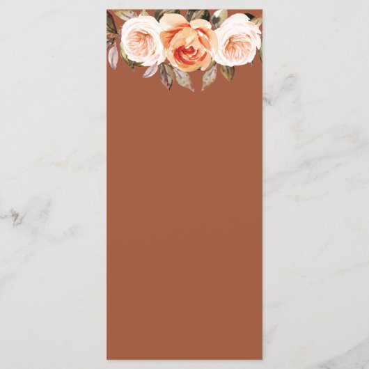 Terracott Boho Fall Floral Wedding Menükarte (Rückseite)