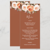 Terracott Boho Fall Floral Wedding Menükarte (Vorne/Hinten)