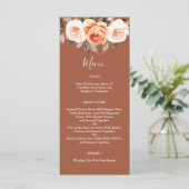 Terracott Boho Fall Floral Wedding Menükarte (Stehend Vorderseite)