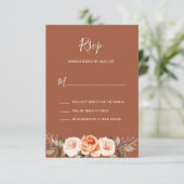 Terracott Boho Floral Wedding RSVP Karte (Stehend Vorderseite)