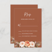 Terracott Boho Floral Wedding RSVP Karte (Vorne/Hinten)