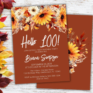 Terracotta 100th Birthday Fall Floral Einladung