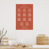 Terracotta 11 Table Wedding Seating Chart Poster (Küche)