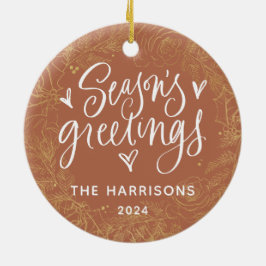 Terracotta 1-Foto Saisongrüße auf zwei Seiten Keramik Ornament