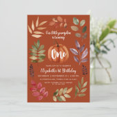 Terracotta 1. Geburtstag Wasserfarbenkürbis, Blätt Einladung (Stehend Vorderseite)