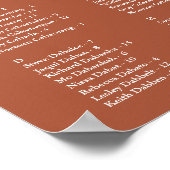 Terracotta 200 Namen Hochzeitskarte Poster (Ecke)