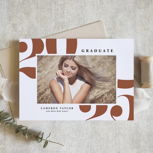 Terracotta 2025 Fett Typografie Foto Abschluss Einladung