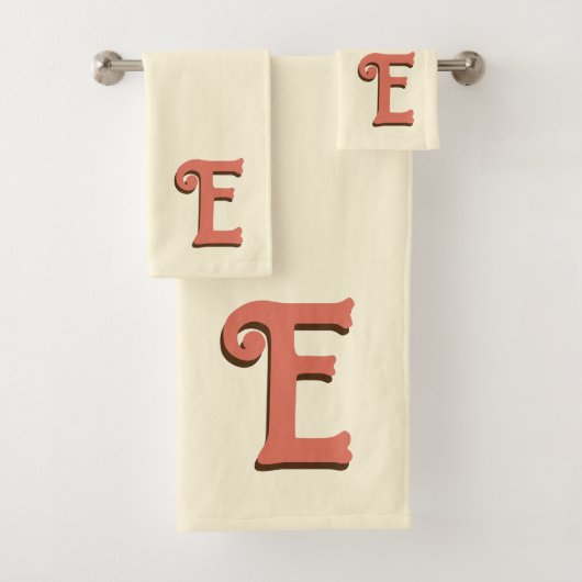 Terracotta 3D Modern Initial Letter | Elfenbein Badhandtuch Set (Insitu)