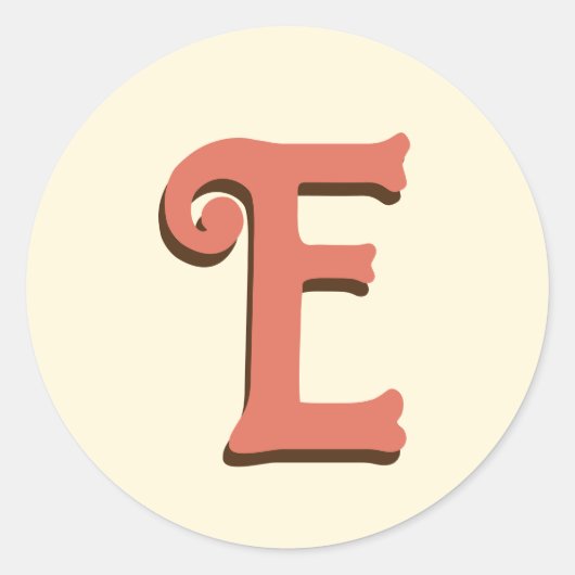 Terracotta 3D Modern Initial Letter | Elfenbein Runder Aufkleber (Vorderseite)