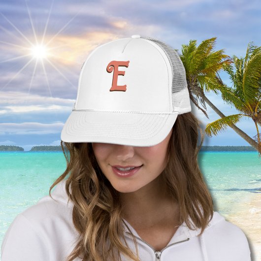 Terracotta 3D Modern Initial Letter | Elfenbein Truckerkappe