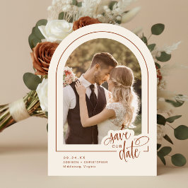 Terracotta 5 Foto Script Wedding Save the Date Einladung