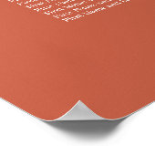 Terracotta 6 Table Wedding Chart Poster (Ecke)