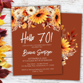 Terracotta 70. Geburtstag Herbst Einladung