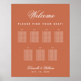 Terracotta 7 Tische Einfache Hochzeitssitzkarte Poster