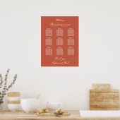 Terracotta 9 Table Wedding Chart Poster (Küche)