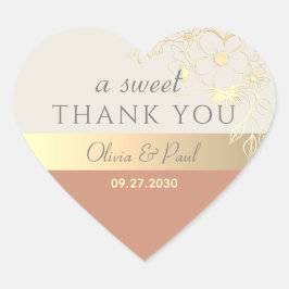 Terracotta A Sweet Danke Gastgeschenk Hochzeit Herz-Aufkleber