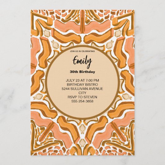 Terracotta Abstract Pattern Modern Brushstroke Einladung (Vorderseite)