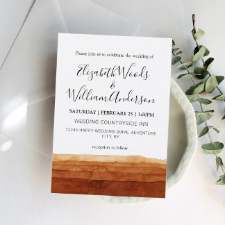 Terracotta Abstrakt Desert Boho Wedding Einladung