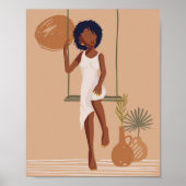 Terracotta Abstrakte Frau Portrait Poster (Vorne)