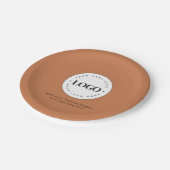 Terracotta Add Custom Business Company Logo Party Pappteller (Schrägansicht)