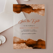 Terracotta Agate Marble Wedding Save the Date